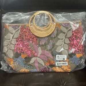 Sequins design red color sachel bag
